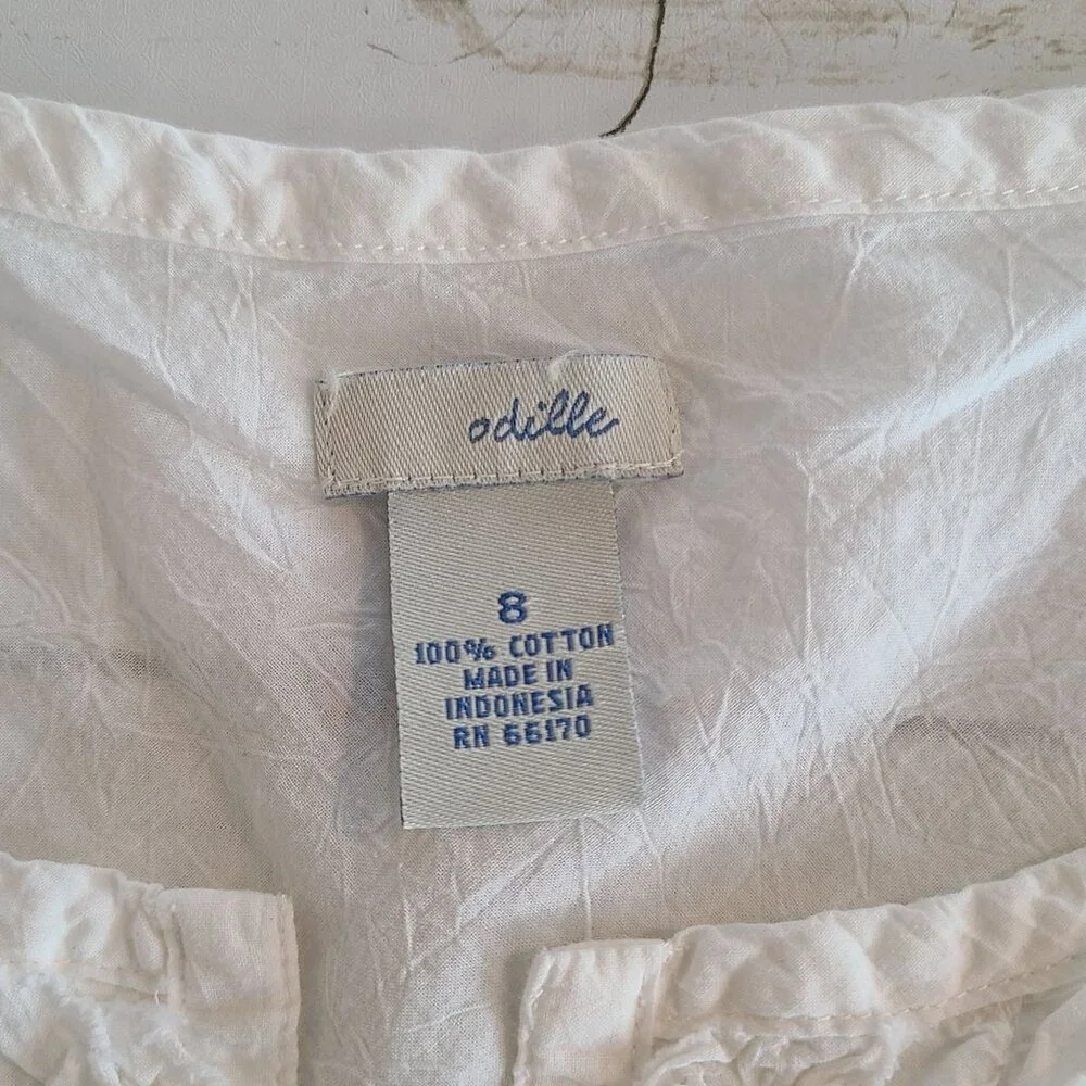 Anthropologie Odille White Pleated Cotton Top Sleeveless Cottage Romantic 8 - Picture 4 of 7